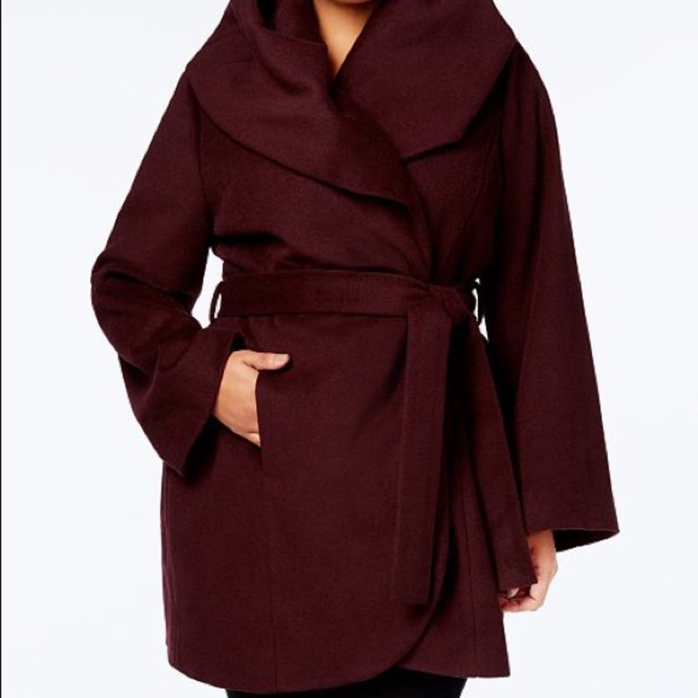 Elie Tahari Wool Wrap Coat - Picture 3 of 10
